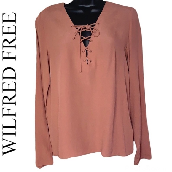 Aritzia Wilfred Free Dusty Rose Redling Blouse Size S - Picture 2 of 15